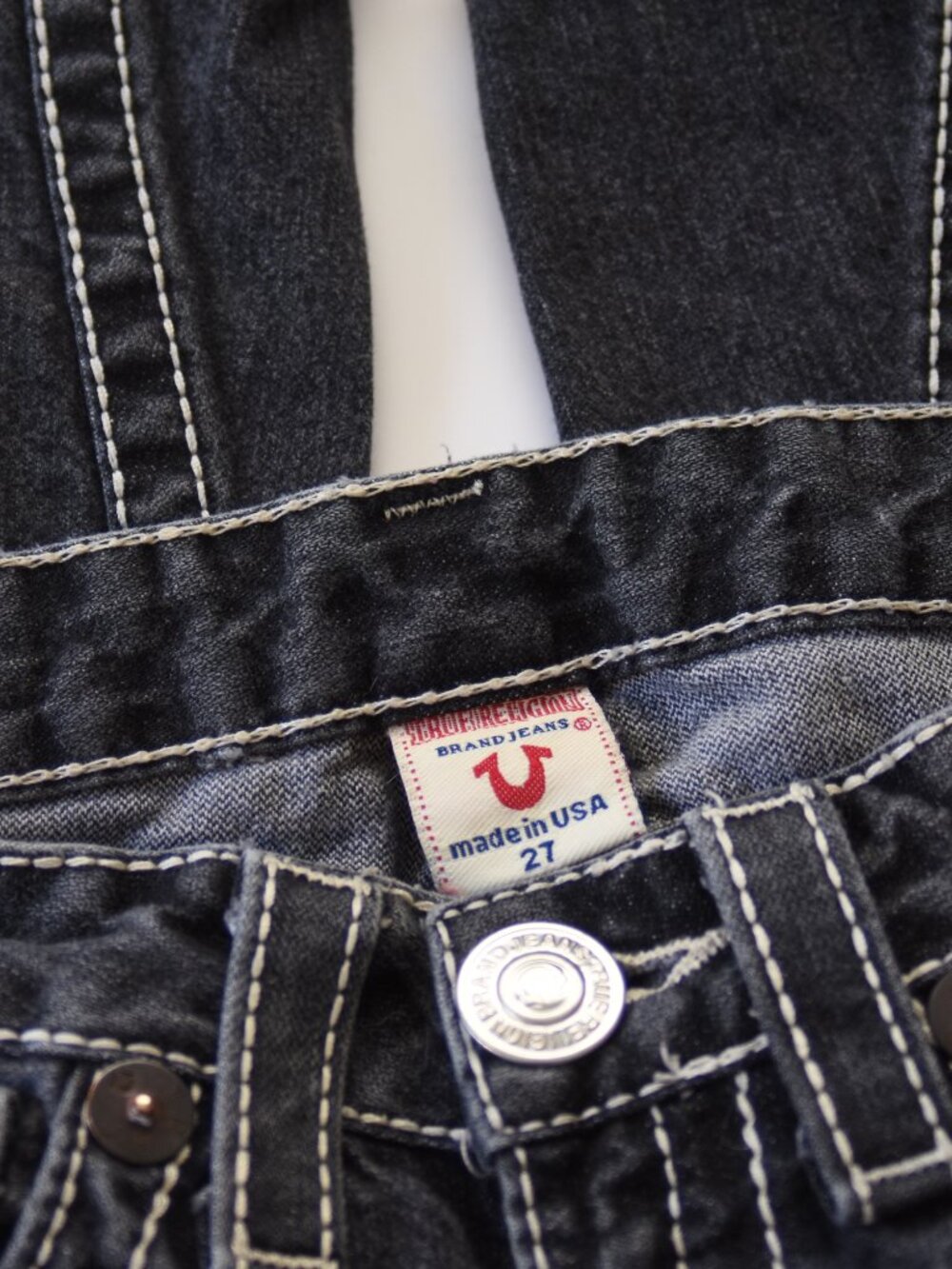 Vtg True Religion Joey Big T Flare Jeans Women's 27 MADE IN USA Y2K Twisted Seam - Picture 8 of 11